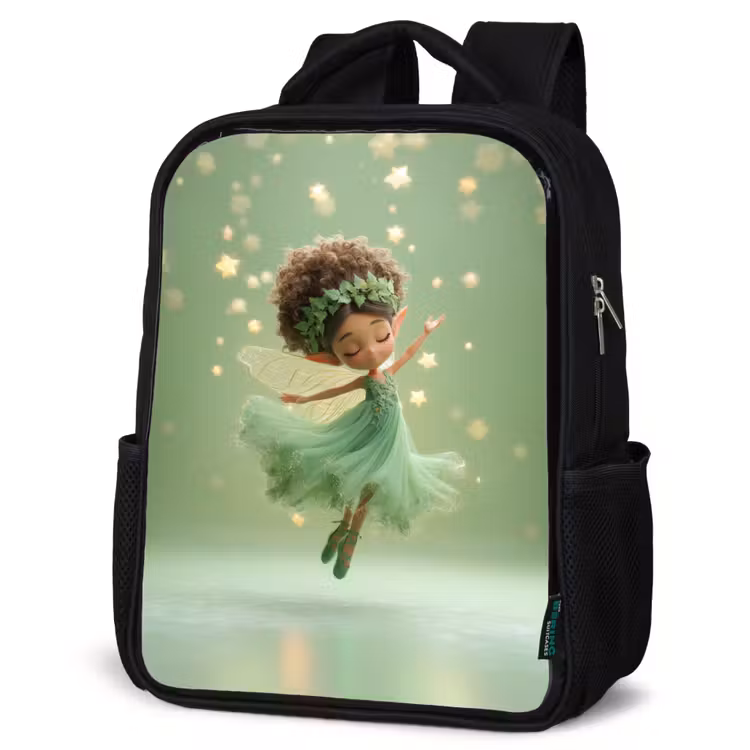 Kids backpack - Black - Fairy - Green - Fairy - Stars — 4