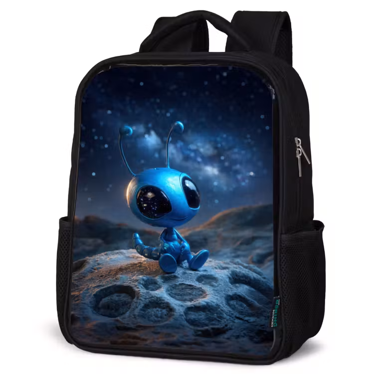 Kids backpack - Black - Space creature - Blue - Galaxy — 4