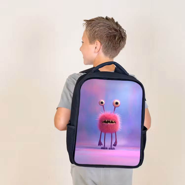 Kids backpack - Black - Monster - Pink - Purple — 2