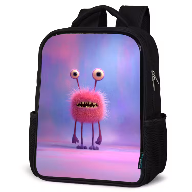 Kids backpack - Black - Monster - Pink - Purple — 4