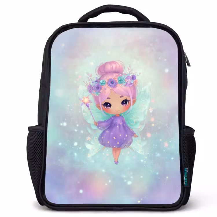Kids backpack - Black - Fairy - Purple - Glitter — 1