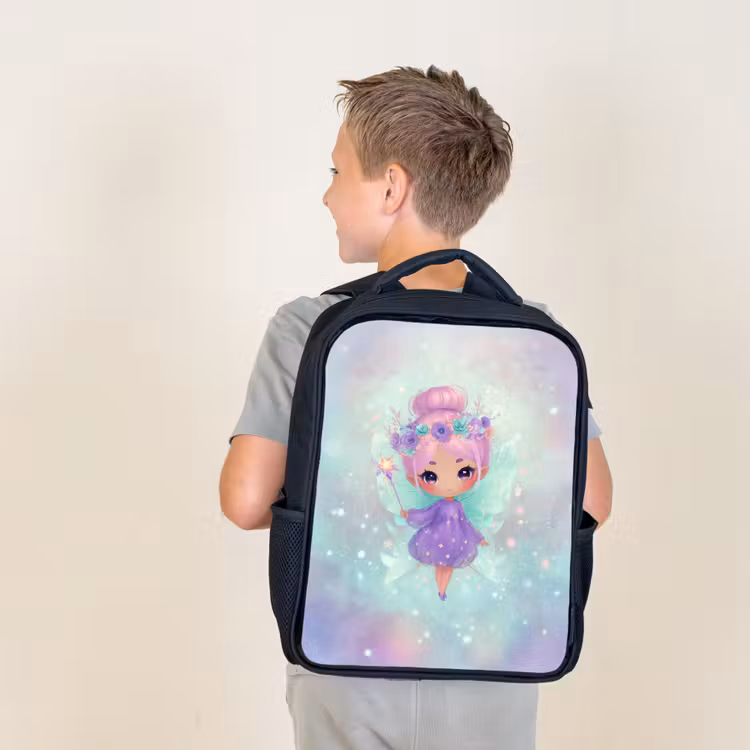 Kids backpack - Black - Fairy - Purple - Glitter — 2