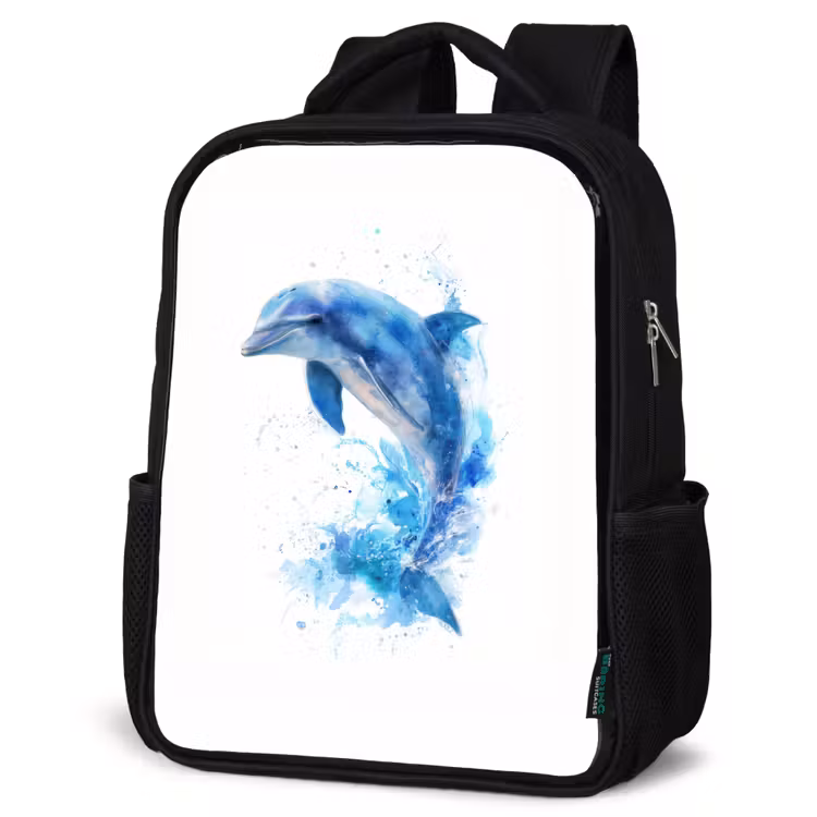 Kids backpack - Black - Dolphin - Water - Blue — 4