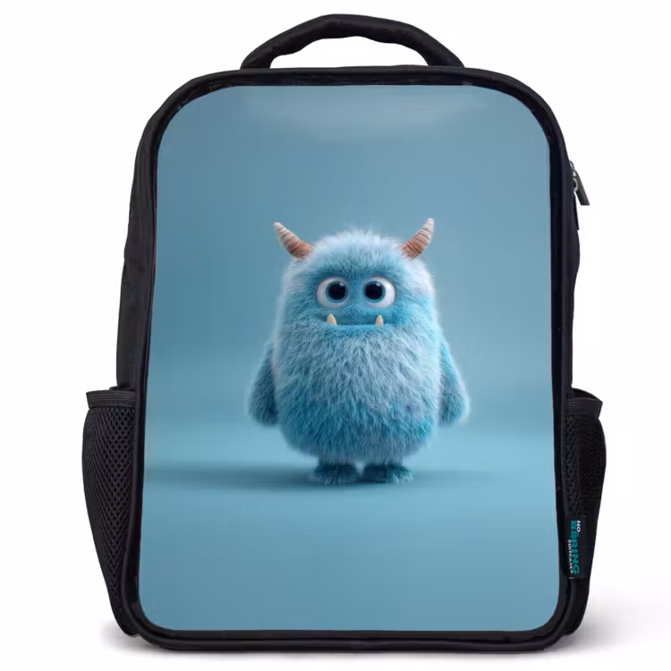 Kids backpack - Black - Monster - Blue — 1