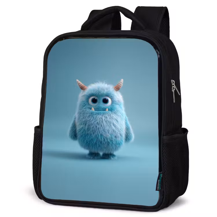 Kids backpack - Black - Monster - Blue — 4