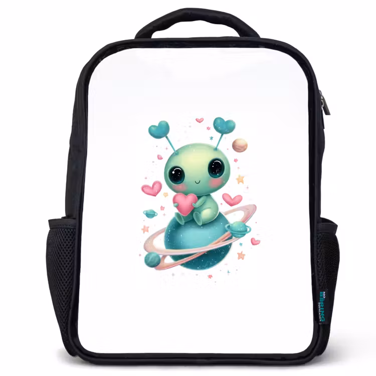 Kids backpack - Black - Space - Being - Hearts - Planet — 1