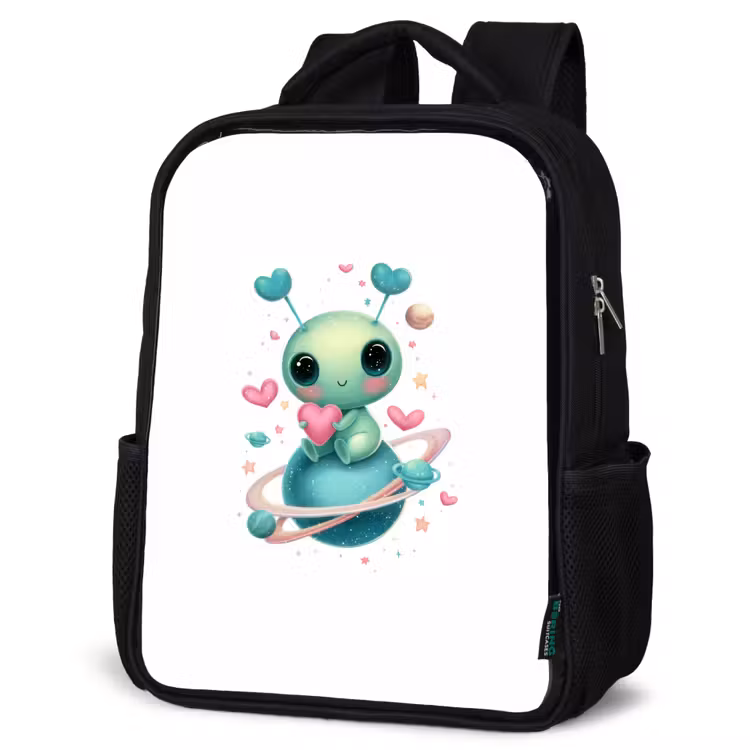 Kids backpack - Black - Space - Being - Hearts - Planet — 4
