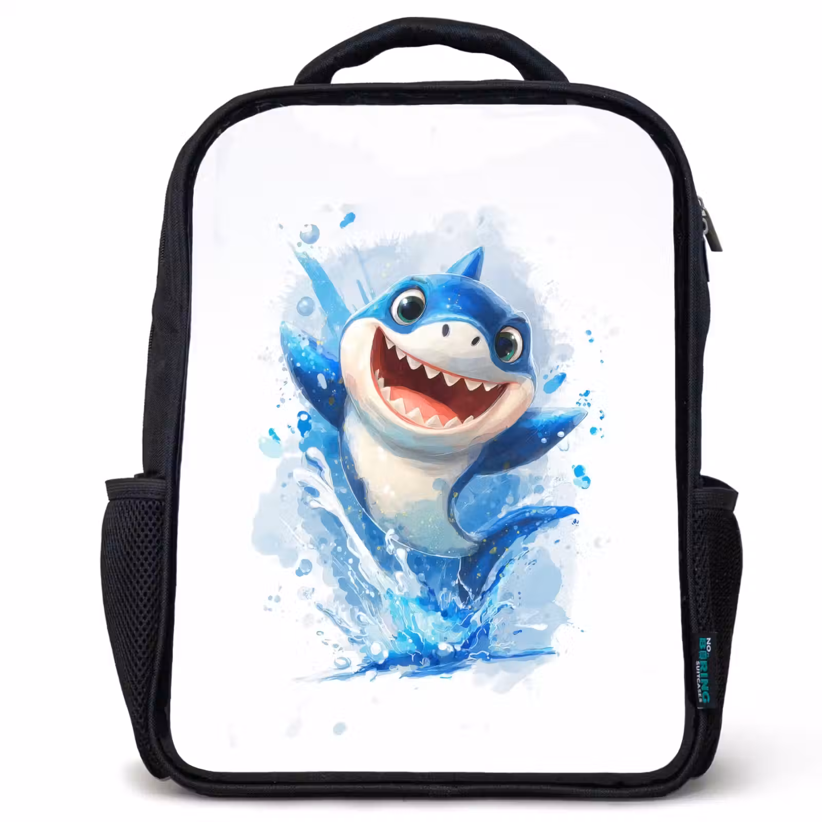 Kids backpack - Black - Shark - Water - Blue — 1