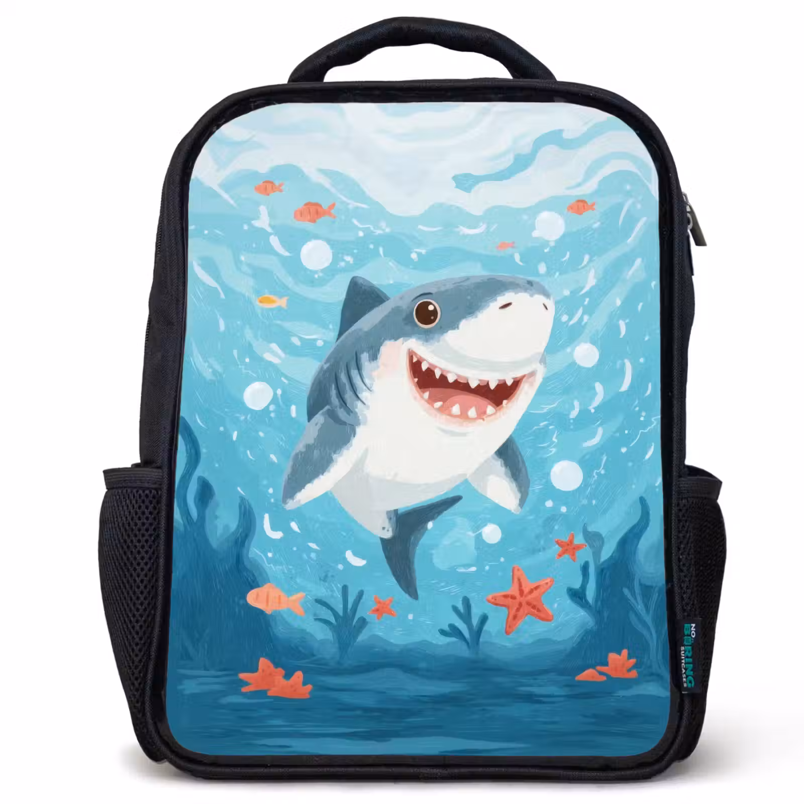 Kids backpack - Black - Shark - Fish - Blue - Underwater — 1