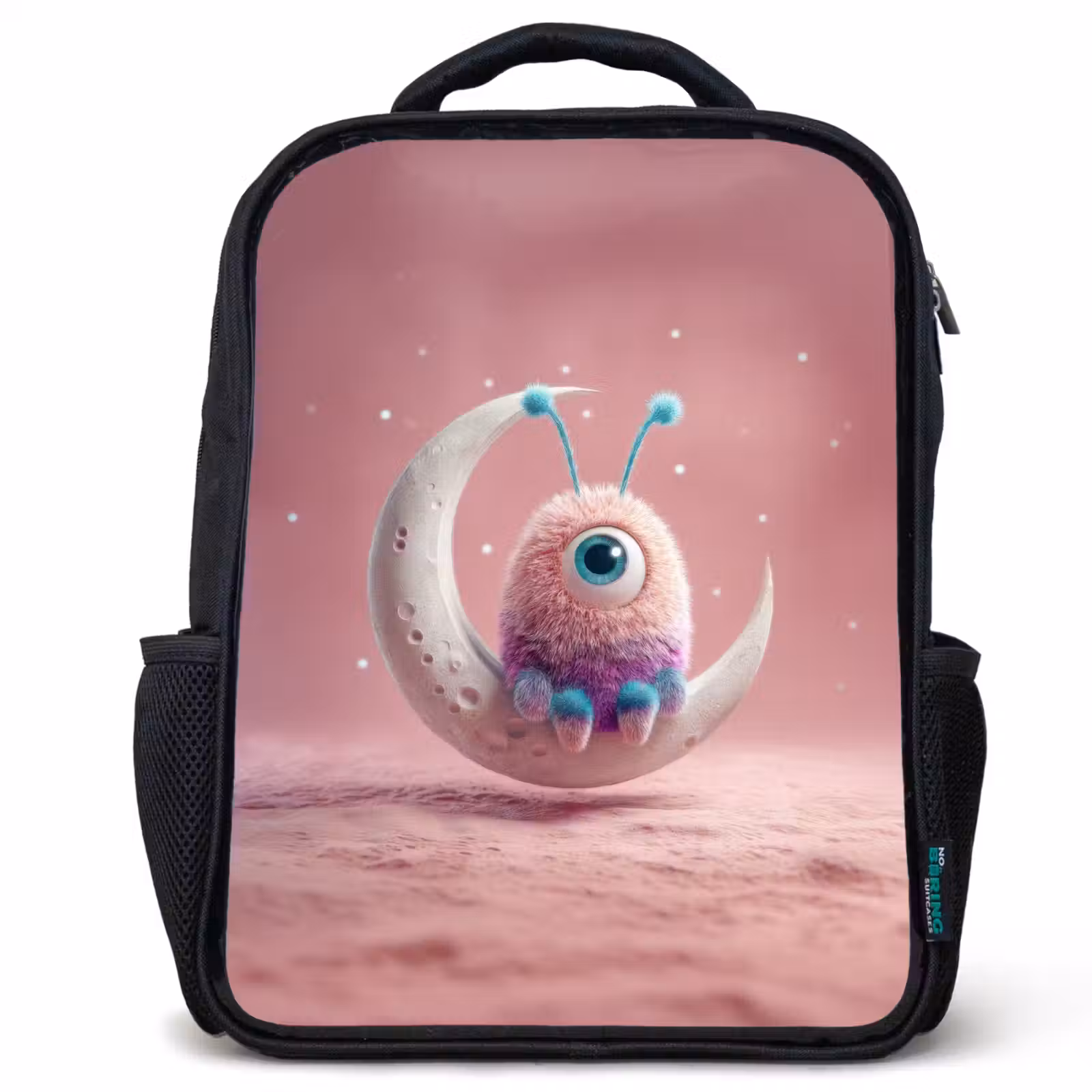 Kids backpack - Black - Moon - Monster - Pink — 1