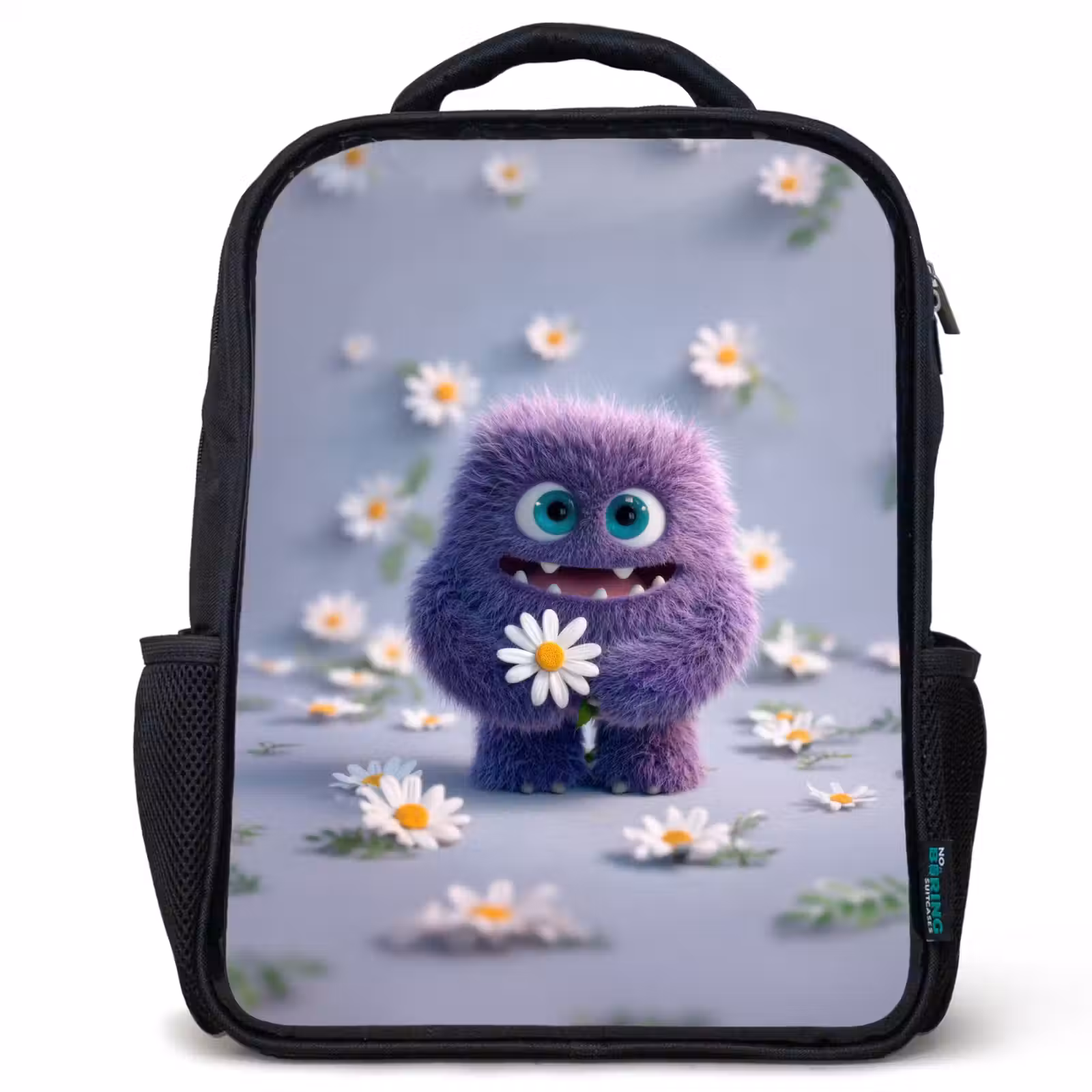 Kids backpack - Black - Monster - Purple - Daisies — 1