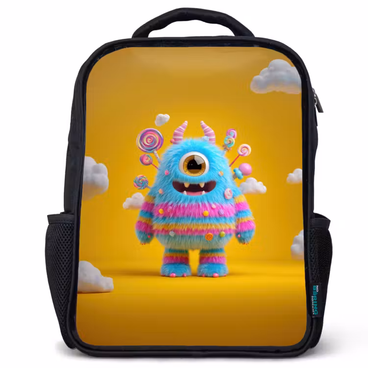 Kids backpack - Black - Monster - Candy - Yellow - Colorful — 1