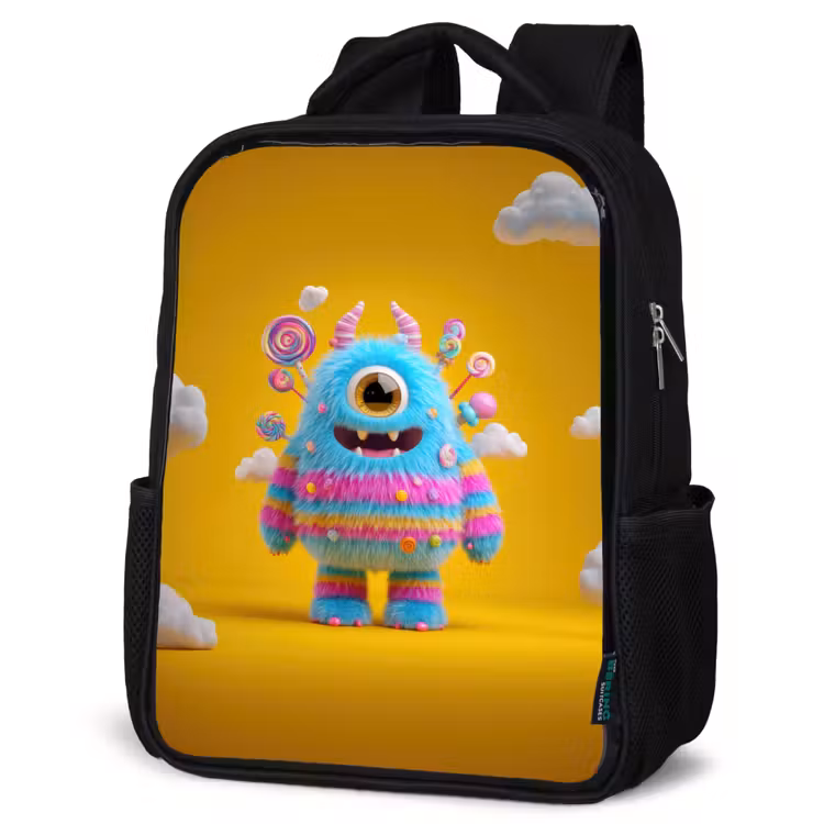 Kids backpack - Black - Monster - Candy - Yellow - Colorful — 4