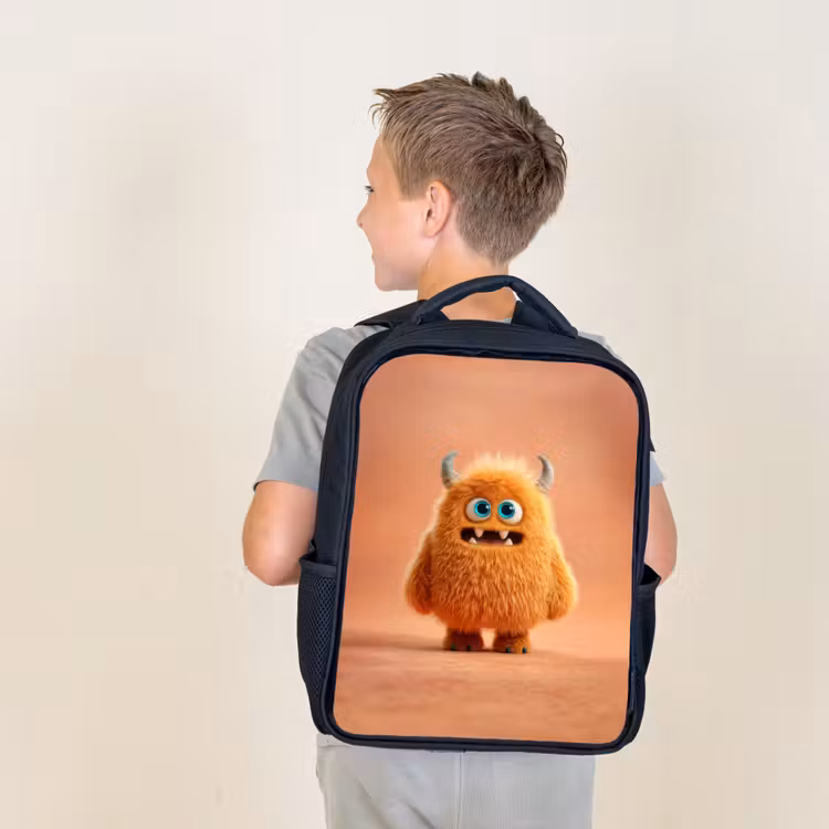 Kids backpack - Black - Monster - Hug - Orange — 2