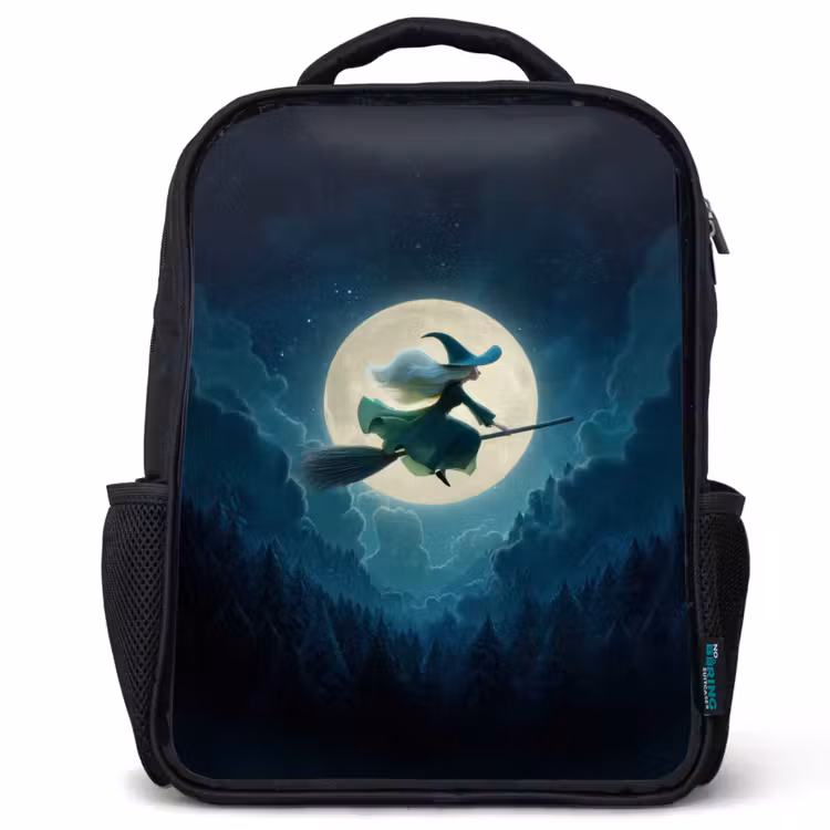 Kids backpack - Black - Witch - Month - Forest - Magical — 1