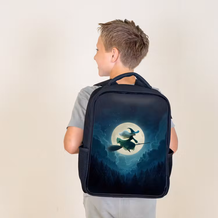 Kids backpack - Black - Witch - Month - Forest - Magical — 2