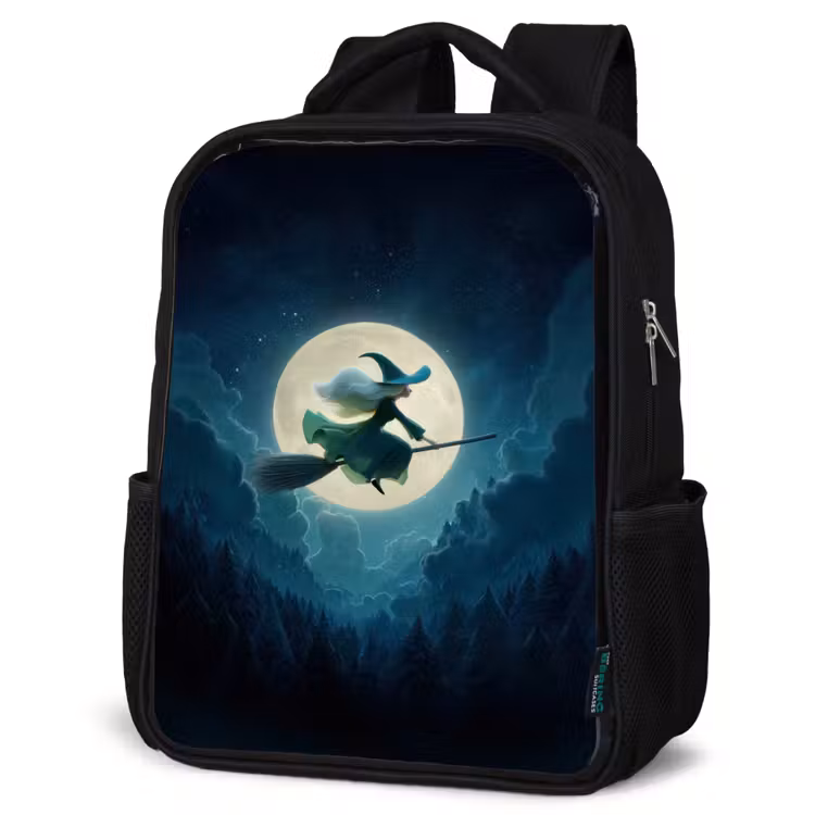 Kids backpack - Black - Witch - Month - Forest - Magical — 4