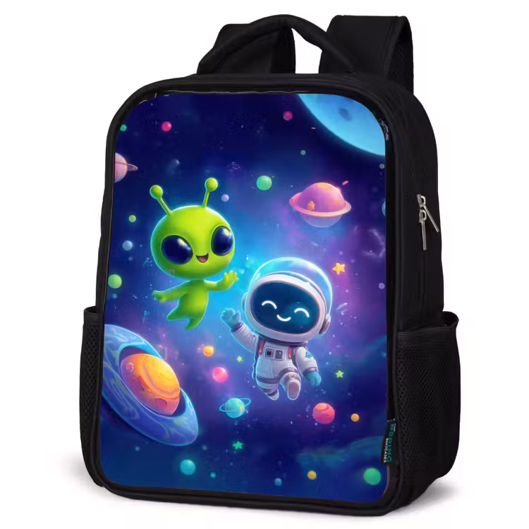 Kids backpack - Black - Alien - Astronaut - Space - Planets — 4