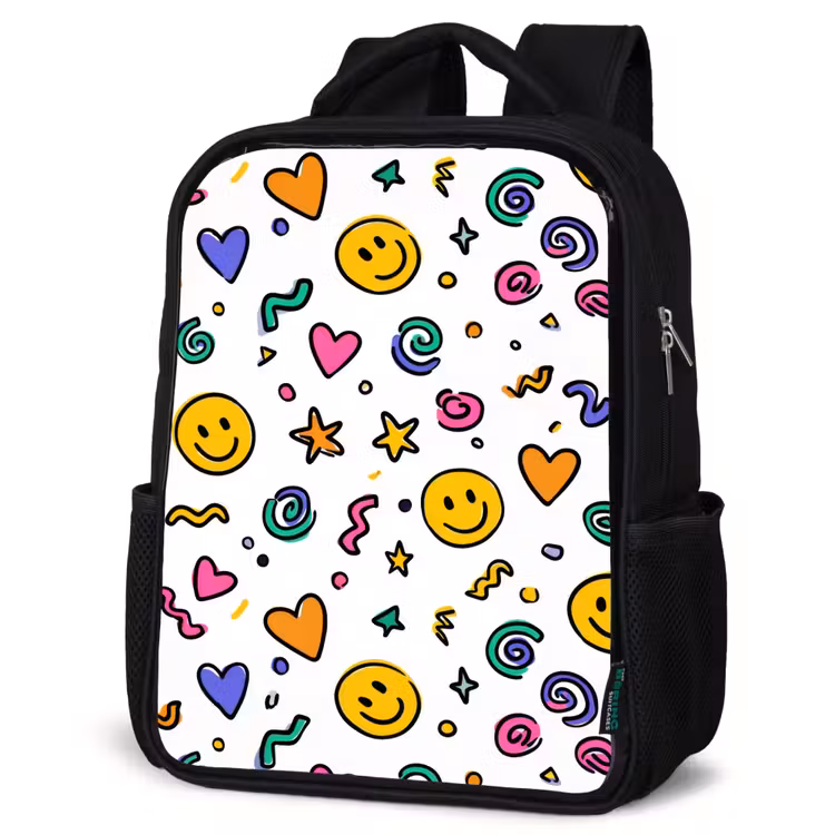 Kids backpack - Black - Smileys - Icons - Colorful — 4