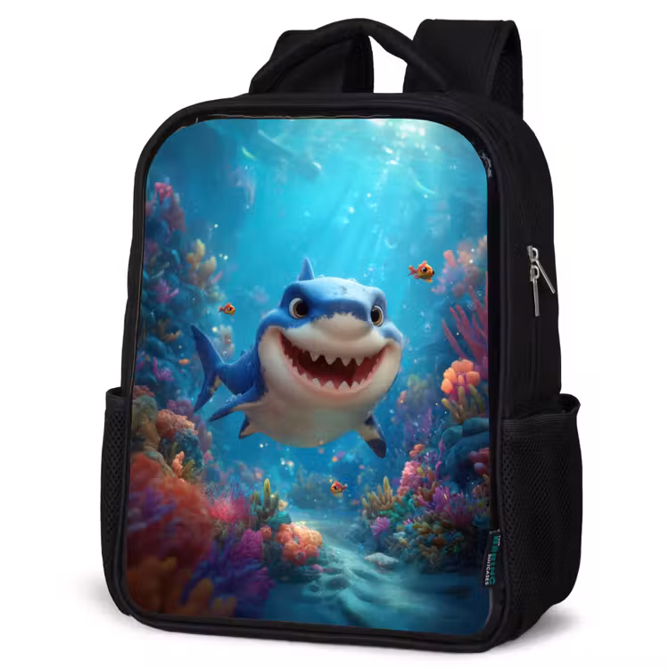 Kids backpack - Black - Shark - Underwater world - Ocean — 4