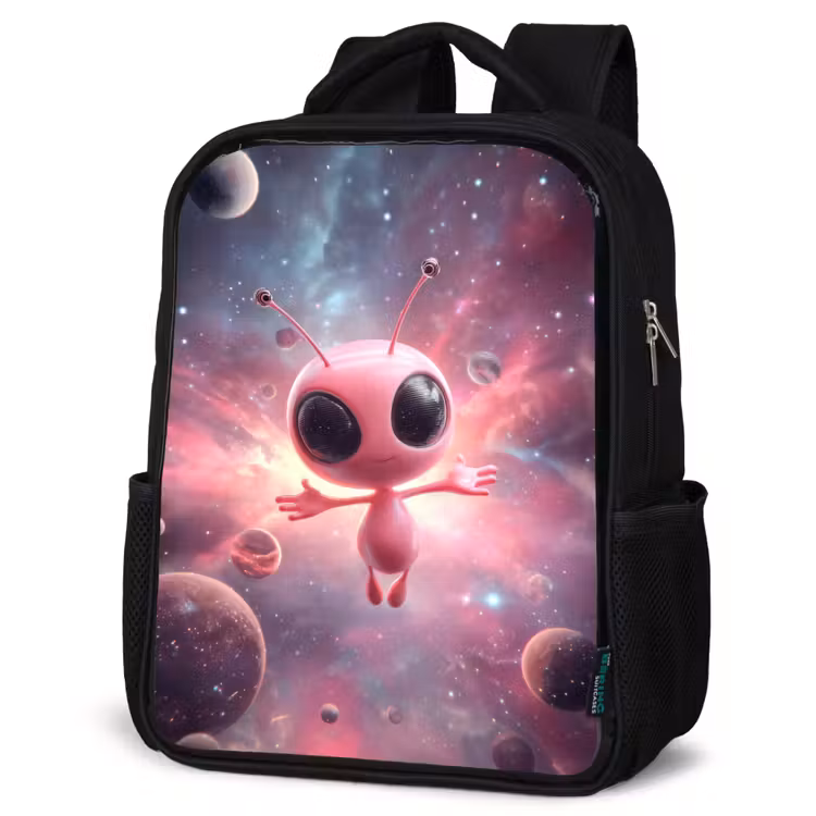 Kids backpack - Black - Pink - Alien - Planets - Space — 4