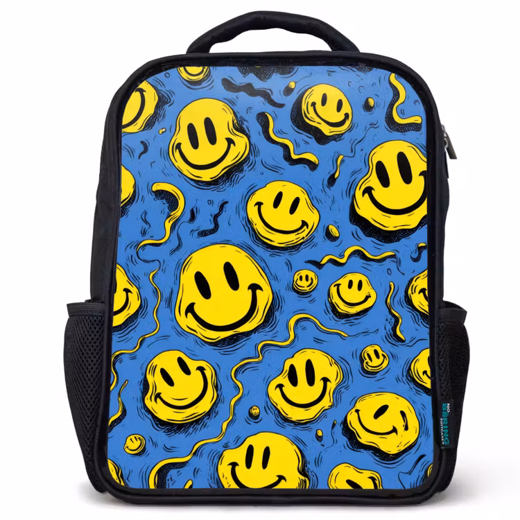 Kids backpack - Black - Smileys - Yellow - Blue — 1