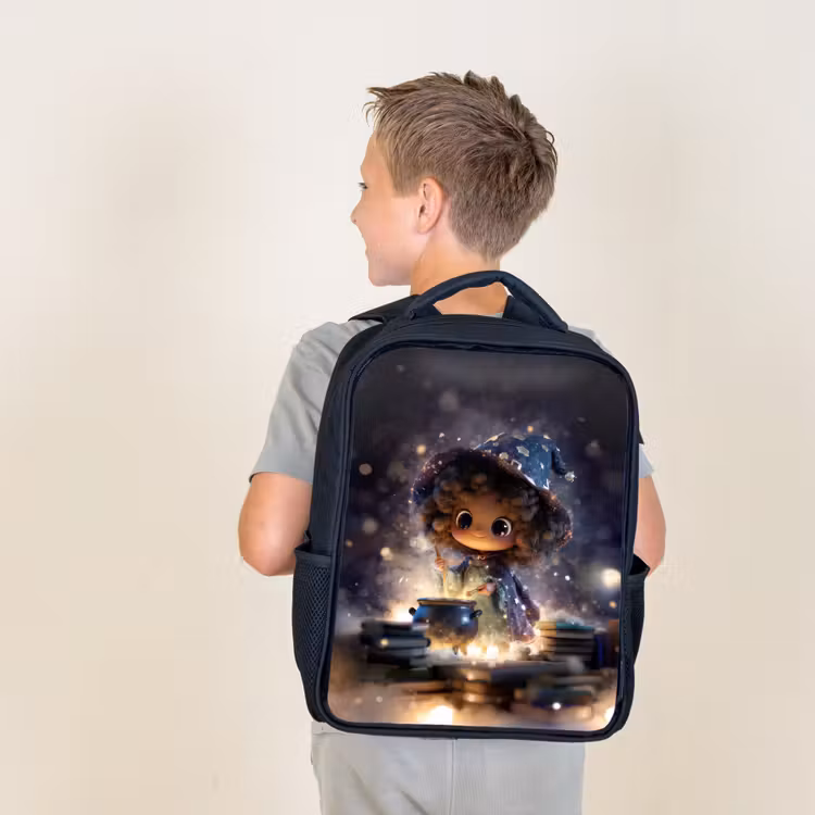 Kids backpack - Black - Girl - Magic - Stars - Purple — 2