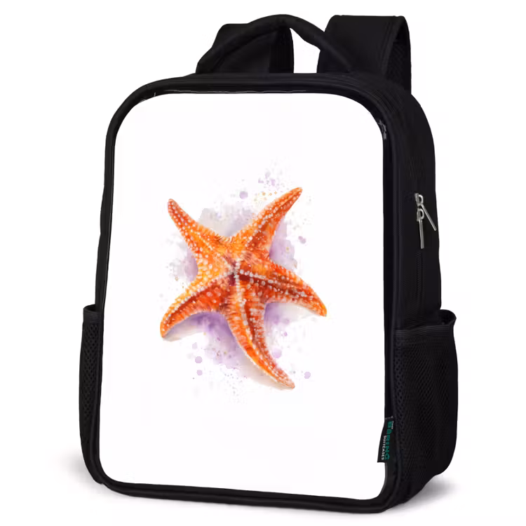 Kids backpack - Black - Starfish - Orange - Purple — 4