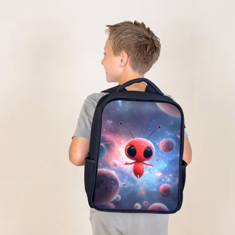 Kids backpack - Black - Extraterrestrial - Red - Planets — 2