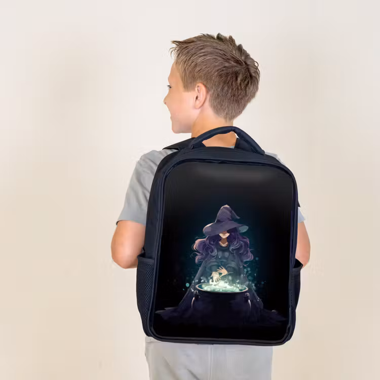 Kids backpack - Black - Witch - Magic - Witch Cauldron - Purple — 2