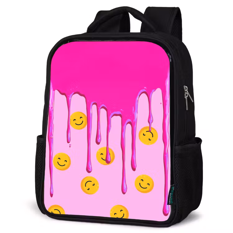 Kids backpack - Black - Smiley - Pink - Glaze — 4