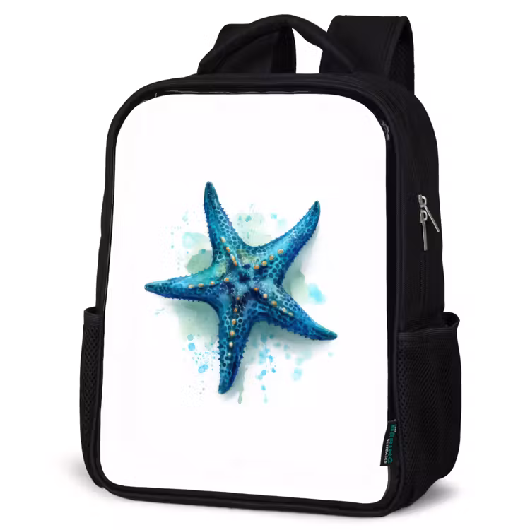 Kids backpack - Black - Starfish - Blue - Splash — 4