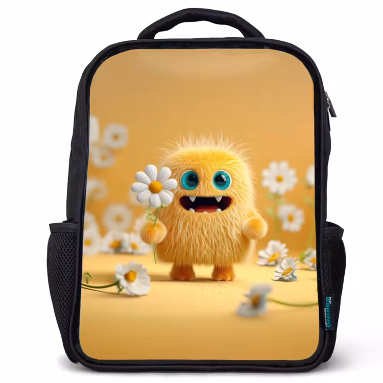 Kids backpack - Black - Monster - Yellow - Daisies — 1