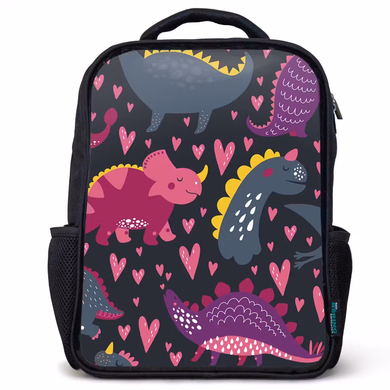 Kids backpack - Black - Dinosaur - Child - Patterns - Pink - Girls — 1