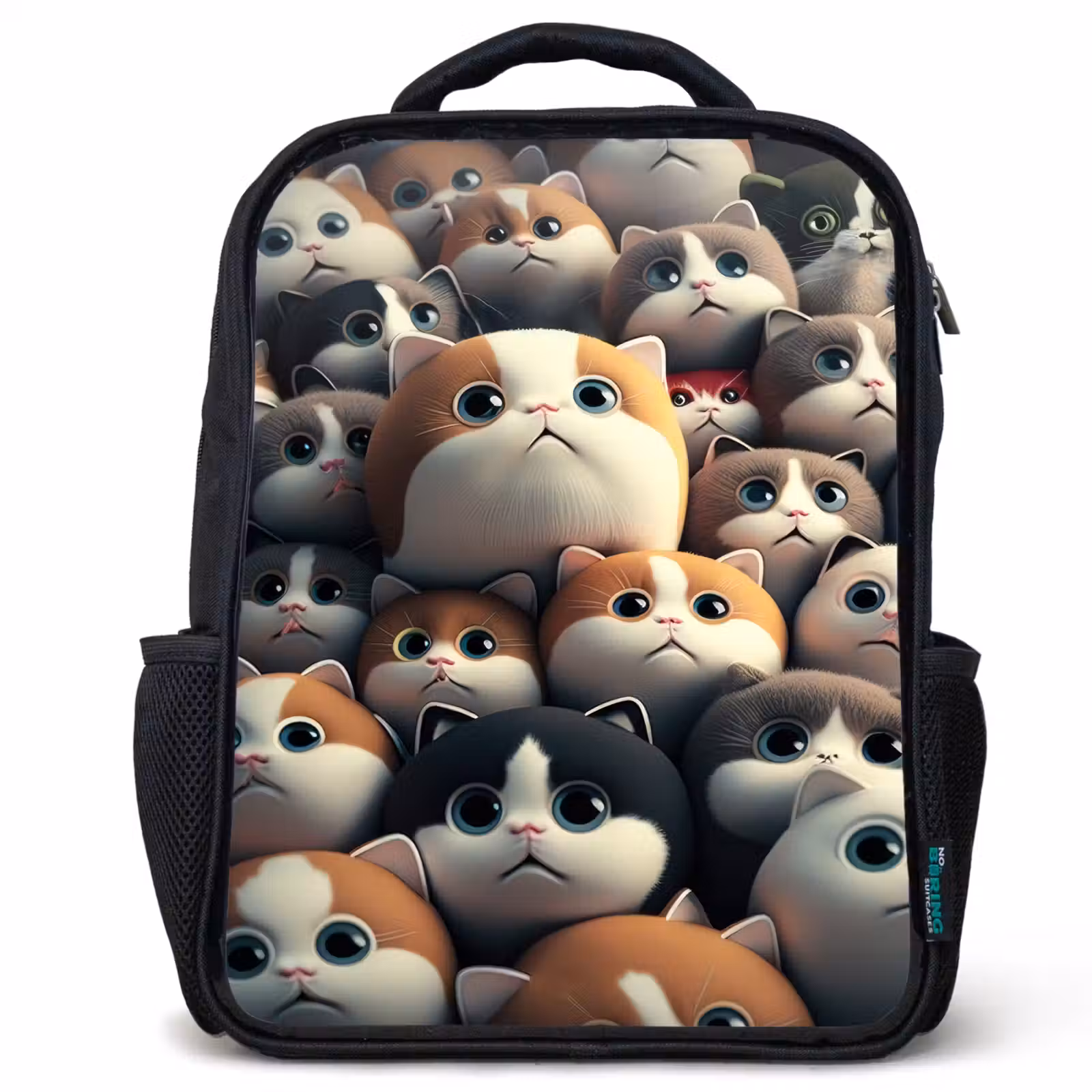 Kids backpack - Black - Patches of Cats — 1