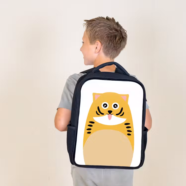 Kids backpack - Black - Animal portrait - cat - children — 2