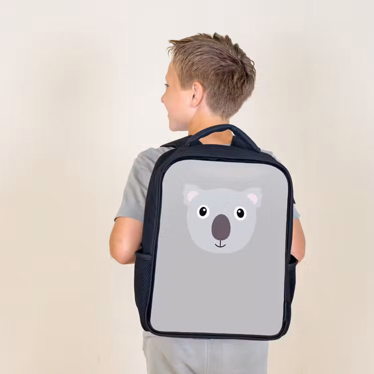 Kids backpack - Black - Animal portrait - Koala - gray — 2