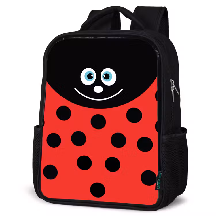Kids backpack - Black - Animal portrait - Ladybug - red — 4