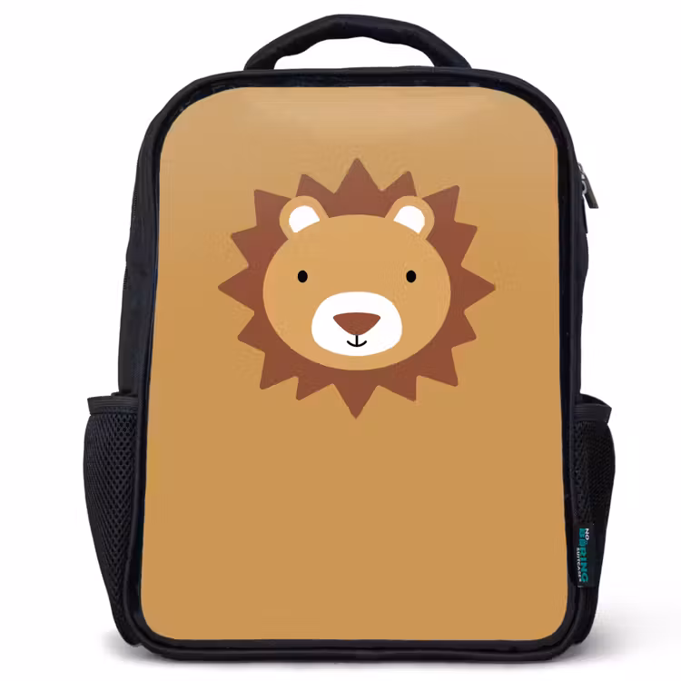 Kids backpack - Black - Animal portrait - Lion - Brown — 1