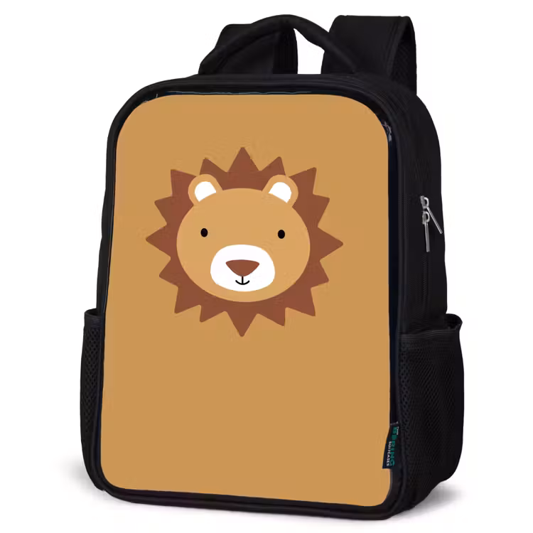 Kids backpack - Black - Animal portrait - Lion - Brown — 4