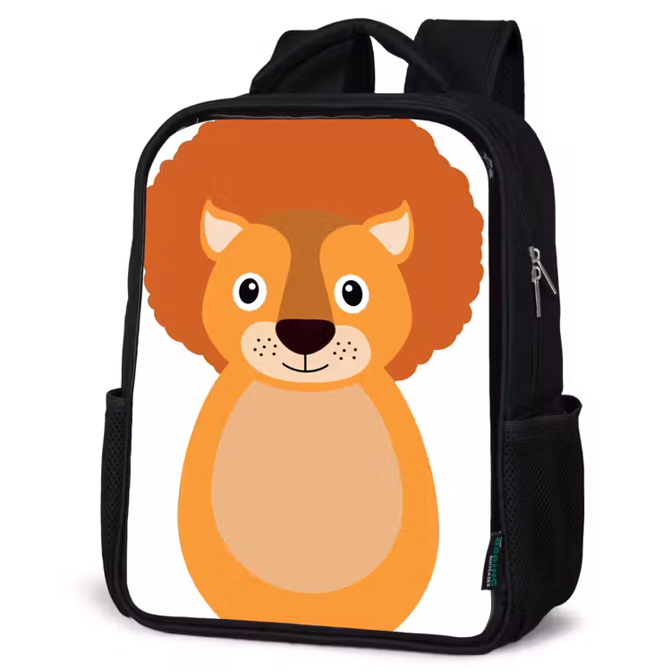 Kids backpack - Black - Animal portrait - Lion - children — 4
