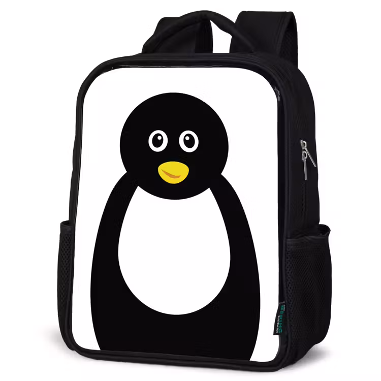 Kids backpack - Black - Animal portrait - penguin - children — 4