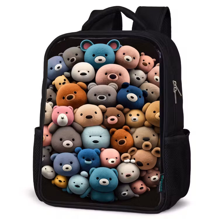 Kids backpack - Black - Bear party — 4