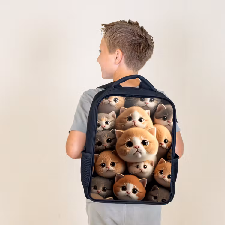 Kids backpack - Black - Cuddle Cats — 2