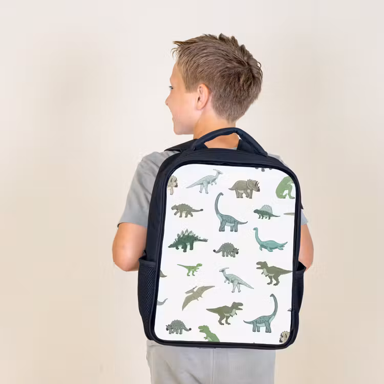 Kids backpack - Black - Dino - Pattern - Green — 2