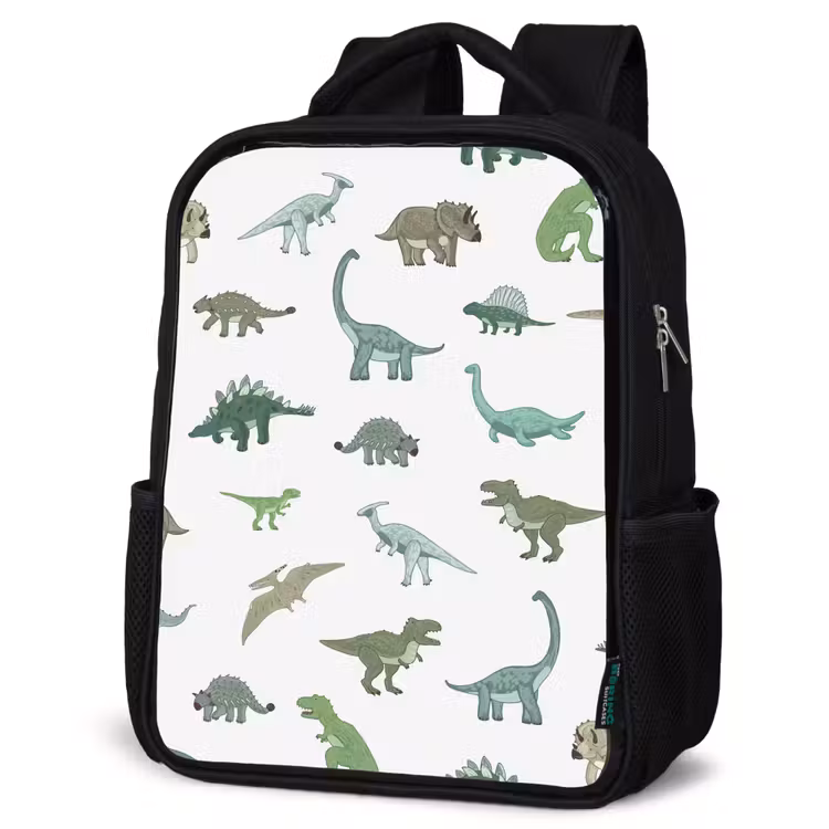 Kids backpack - Black - Dino - Pattern - Green — 4