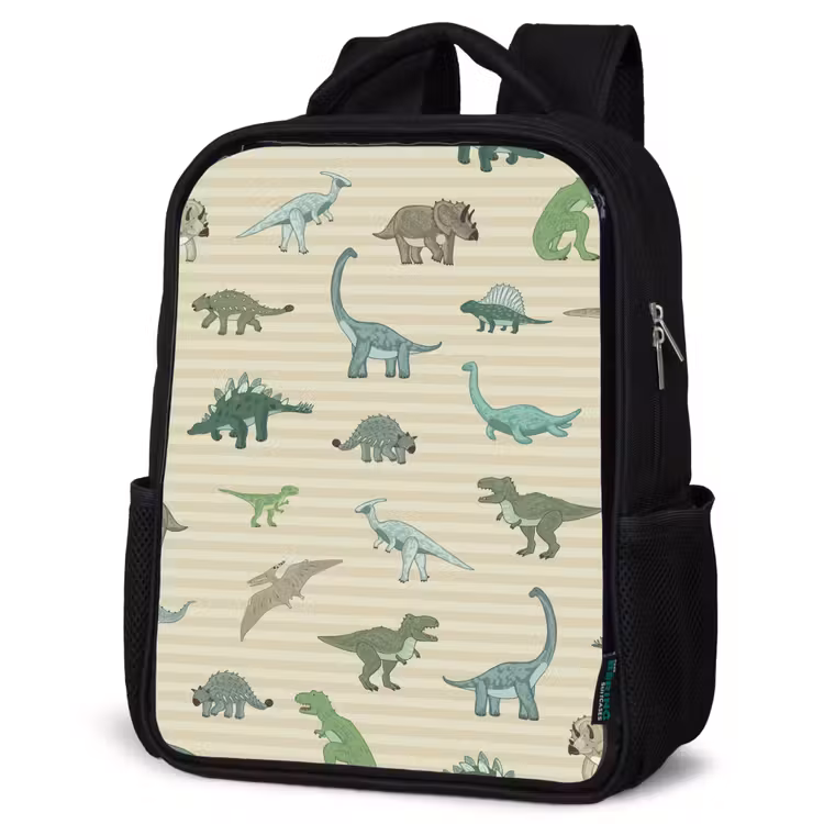 Kids backpack - Black - Dino - Pattern - Stripes - Green — 4