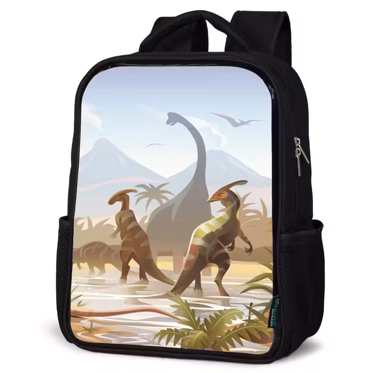 Kids backpack - Black - Dinosaur - Landscape - Tropical - Kids - Boys — 4