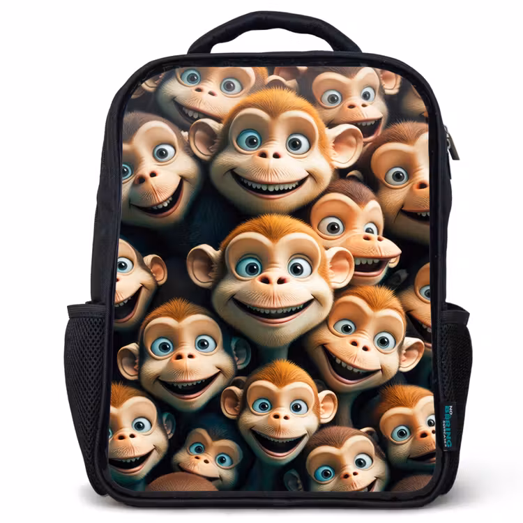 Kids backpack - Black - Monkey Strokes — 1