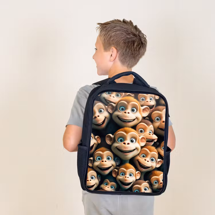 Kids backpack - Black - Monkey Strokes — 2